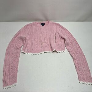 Polo Ralph Lauren girls crop Pink Cable Knit Sweater size XL/16 nwt
